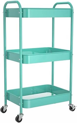 Rollwagen mit 3 Etagen und Rollen, Aufbewahrungswagen für Küche, Schönheitssalon, Schlafzimmer, Bad und Büro, multifunktionaler mobiler Organizer, Blau Rollwagen mit 3 Etagen und Rollen, Aufbewahrungswagen für Küche, Schönheitssalon, Schlafzimmer, Bad und Büro, multifunktionaler mobiler Organizer, Blau von Innvodt