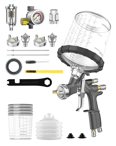 InoKraft D1 LVLP Luftspritzpistole, Premium-Kit mit 625 ml Einweg-Farbbechern, einfach zu bedienen, Farbpistole für Autos und Haus, DIY-Malerei, 1,3/1,5/1,7 mm Düsen, mit Farbsprühzubehör InoKraft D1 LVLP Luftspritzpistole, Premium-Kit mit 625 ml Einweg-Farbbechern, einfach zu bedienen, Farbpistole für Autos und Haus, DIY-Malerei, 1,3/1,5/1,7 mm Düsen, mit Farbsprühzubehör von InoKraft