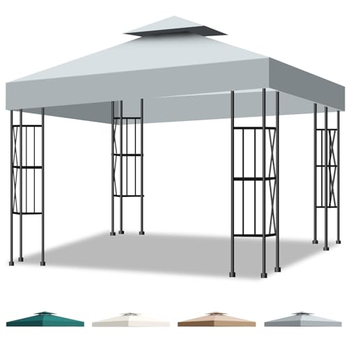 Inoamity Gazebo Ersatzdach 3x3m Doppeldach-Design mit UV 95% Schutz & Ventilation, Wasserdichtes Telo für Garten, Terrasse, Camping, Strand - Leicht Montage via Klettbändern von Inoamity