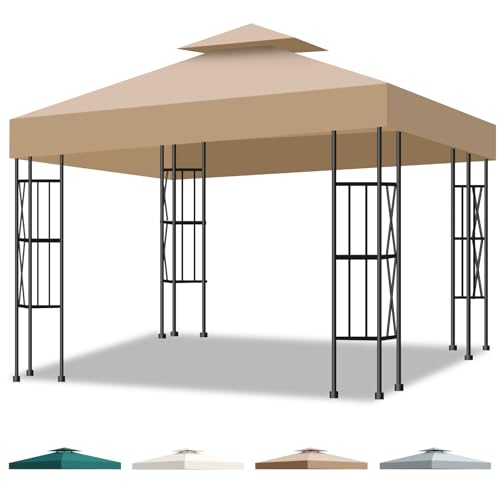 Inoamity Gazebo Ersatzdach 3x3m Doppeldach-Design mit UV 95% Schutz & Ventilation, Wasserdichtes Telo für Garten, Terrasse, Camping, Strand - Leicht Montage via Klettbändern von Inoamity