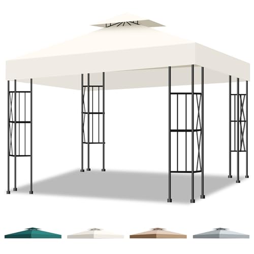 Inoamity Gazebo Ersatzdach 3x3m Doppeldach-Design mit UV 95% Schutz & Ventilation, Wasserdichtes Telo für Garten, Terrasse, Camping, Strand - Leicht Montage via Klettbändern von Inoamity