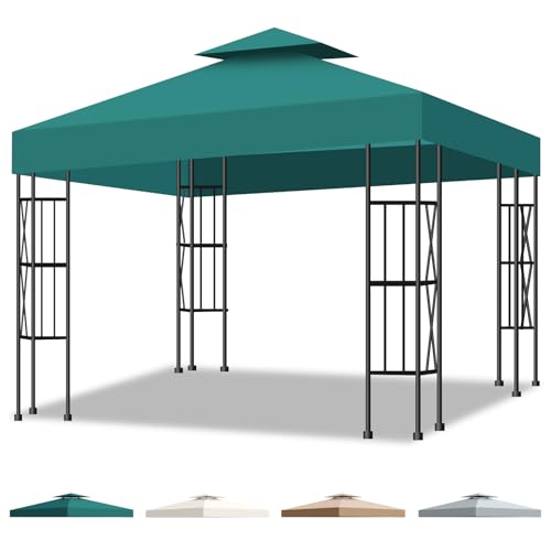 Inoamity Gazebo Ersatzdach 3x3m Doppeldach-Design mit UV 95% Schutz & Ventilation, Wasserdichtes Telo für Garten, Terrasse, Camping, Strand - Leicht Montage via Klettbändern von Inoamity
