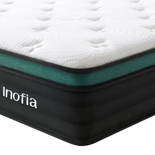 Inofia Einzelmatratzen 91 cm, Hybrid-Matratze mit zonierter Taschenfederkern; dreilagiges Stützsystem für verbesserte Druckentlastung und Wirbelsäulenausrichtung von Inofia