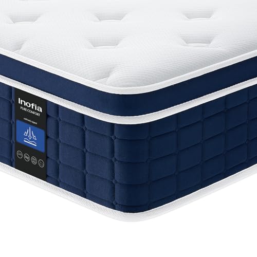 Inofia Matratze Ace Hybrid 90X190cm Höhe 26cm Taschenfederkernmatratze Härtegrad H3 Mittelfest 7-Zonen Federkernmatratze mit 100 Nächte Probeschlafen- Orthopädische Matratze für erholsamen Schlaf von Inofia