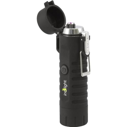 inolight 555-800 CL 8 Wasserdichter USB Lichtbogenanzünder mit LED Taschenlampe (USB, Akku, Aufladbar, flammloses Feuerzeug, LED) schwarz, (B x H x T) 25 x 95 x 25 mm von Inolight