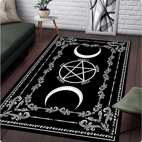 Inomak Hexe Sonne Mond Pentagramm Teppich für Wohnzimmer Dekor Sofa Tisch Bereich Teppiche Anti-Rutsch Bodenmatte Badezimmer Fußmatte 140×200cm von Inomak