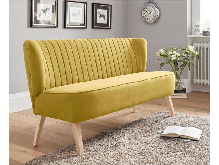 2-Sitzer INOSIGN Campi , gelb, B:140cm H:81cm T:67cm, Luxus-Microfaser (100% Polyester), Hochflorige Microfaser (100% Polyester), Sofas, bequemes Küchensofa, frei im Raum stellbar von Inosign