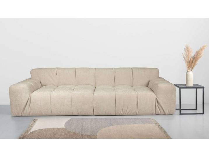 3-Sitzer INOSIGN Calmara, Breite 286 cm, weicher Lounge-Sitzkomfort , beige (cream), B:286cm H:77cm T:116cm, 100% PES, Sofas, bodentief, Samt oder Chenille, mit Knopfsteppung von Inosign