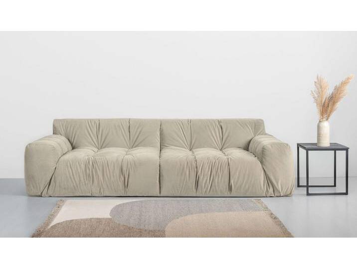 3-Sitzer INOSIGN Calmara, Breite 286 cm, weicher Lounge-Sitzkomfort , beige (sand), B:286cm H:77cm T:116cm, 100% PES, Sofas, bodentief, Samt oder Chenille, mit Knopfsteppung von Inosign