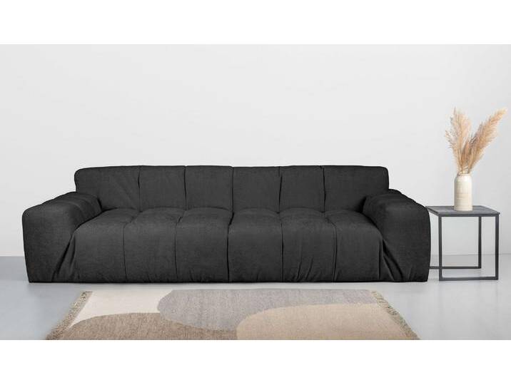 3-Sitzer INOSIGN Calmara, Breite 286 cm, weicher Lounge-Sitzkomfort , grau (anthrazit), B:286cm H:77cm T:116cm, 100% PES, Sofas, bodentief, Samt oder Chenille, mit Knopfsteppung von Inosign