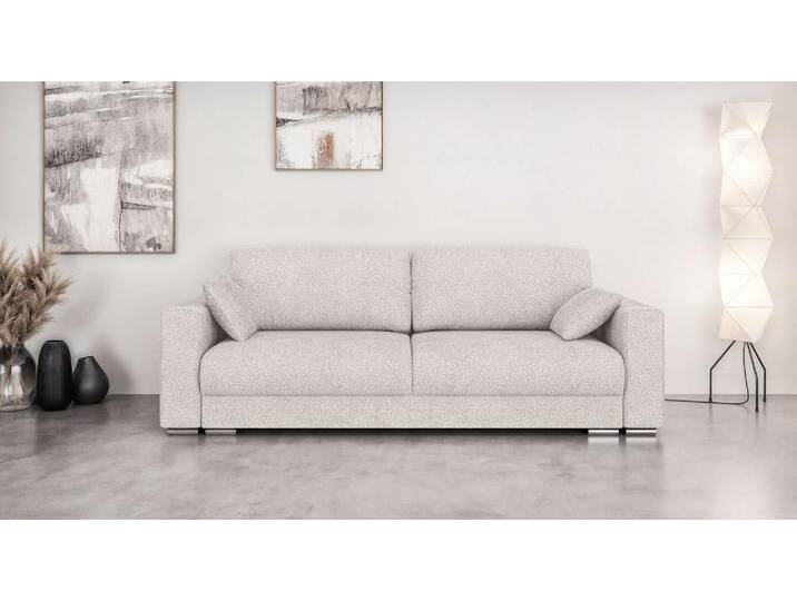 3-Sitzer INOSIGN Stevinson Schlafsofa mit Bettkasten, Maße B/H/T: 229/87/97 cm , beige (creme), B:229cm H:87cm T:97cm, 100% Polyester, Sofas, mit Wellenunterfederung, 2 Rückenkissen und 2 Zierkissen von Inosign