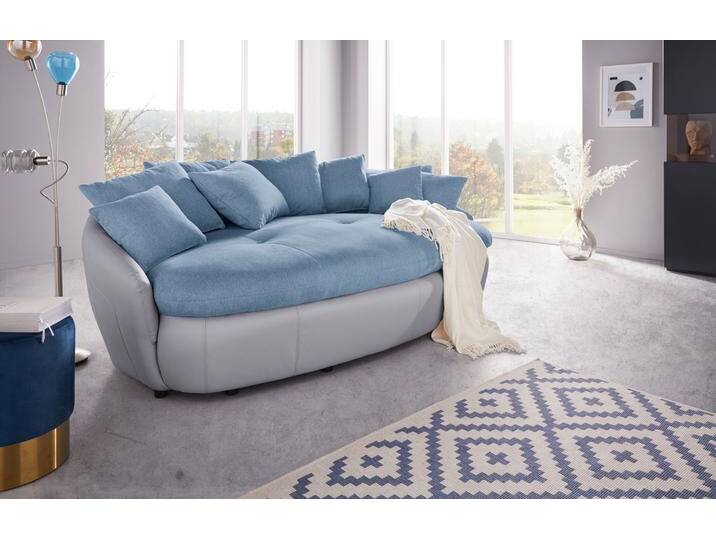 Big-Sofa INOSIGN Aruba , blau (azure, argent), B:238cm H:79cm T:140cm, Luxus-Microfaser (100% Polyester); Microfaser-Feinstruktur (pflegeleichte Microfaser, mit feiner Struktur, 100% Polyester), Sofas, gemütliches Megasofa in XXL in organischer Form mit vielen Kissen von Inosign