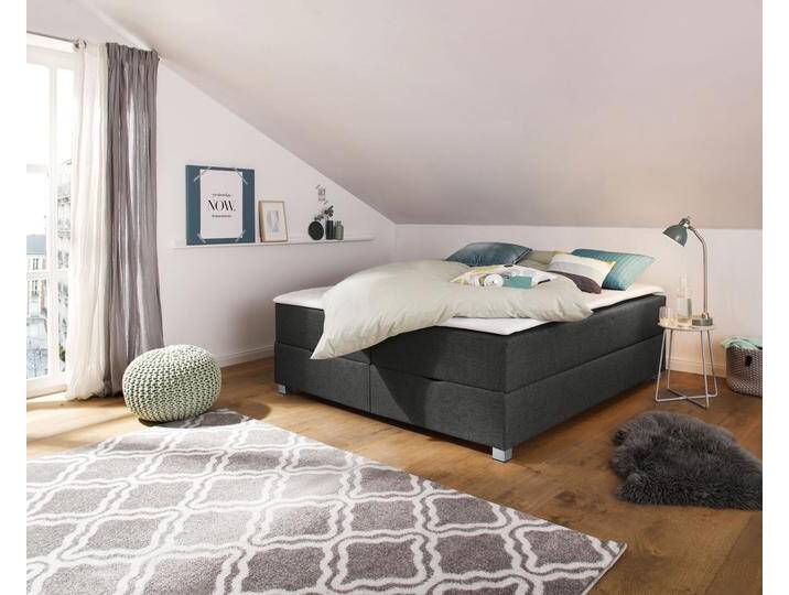 Boxbett INOSIGN Alexis , grau (anthrazit), B:200cm L:200cm, Struktur fein (100% Polyester), Komplettbetten, ohne Kopfteil - ideal für Räume mit Dachschrägen; in 4 Breiten von Inosign