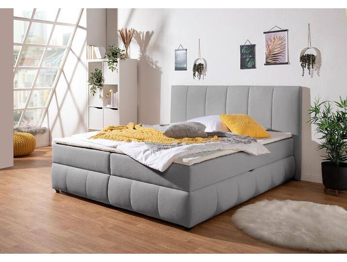 Boxbett INOSIGN Hartley , grau, B:172cm L:210cm, Komplettbetten, Boxbett mit Bettkasten, inkl. Topper, Topseller von Inosign