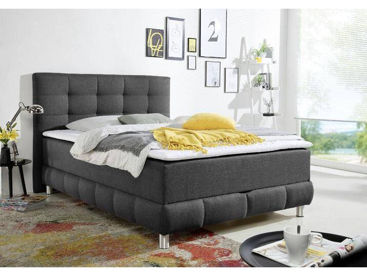 Boxbett INOSIGN Vaasa , grau (anthrazit), B:154cm L:210cm, Komplettbetten, inkl. Bettkasten & Topper, XXL-Ausführung, Überlänge 220 cm von Inosign