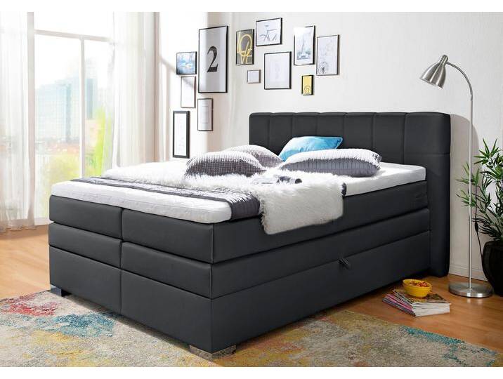 Boxspringbett INOSIGN Airdrie , schwarz, B:180cm L:210cm, Kunstleder, Massivholz, Kunststoff, Komplettbetten, Boxspringbett, inkl. Bettkasten und Topper Boxspringbett INOSIGN Airdrie , schwarz, B:180cm L:210cm, Kunstleder, Massivholz, Kunststoff, Komplettbetten, Boxspringbett, inkl. Bettkasten und Topper von Inosign