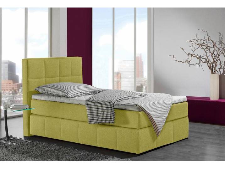 Boxspringbett INOSIGN Casano , gelb (lemon), B:112cm L:215cm, Strukturstoff-Bezug (100% Polyester), Komplettbetten, Boxspringbett, mit feiner Steppung, in 3 Matratzenarten, 2 Härtegraden und 5 Farben von Inosign