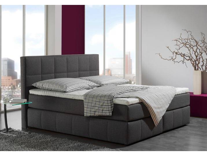 Boxspringbett INOSIGN Casano , grau (anthrazit), B:172cm L:215cm, Strukturstoff-Bezug (100% Polyester), Komplettbetten, Boxspringbett, mit feiner Steppung, in 3 Matratzenarten, 2 Härtegraden und 5 Farben von Inosign