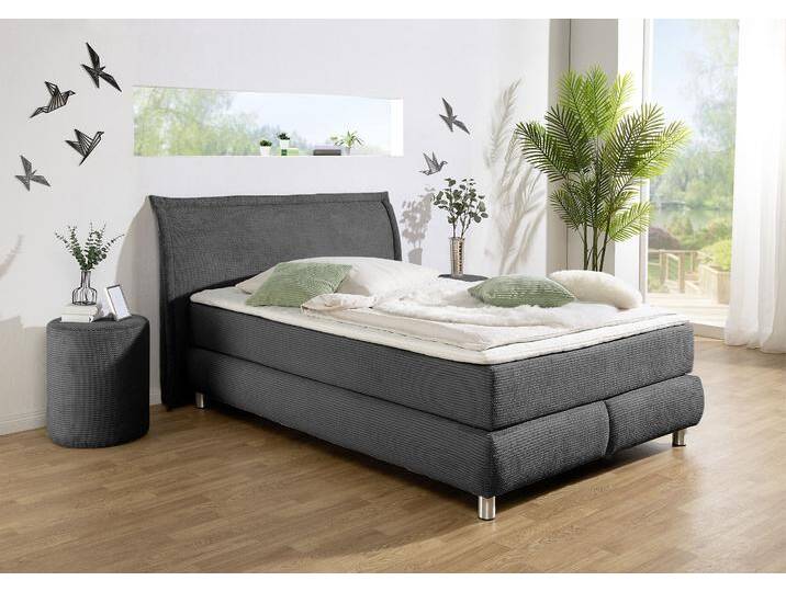 Boxspringbett INOSIGN  Coloma erhältlich in H2, H3 oder H4 inkl. Topper , grau (anthrazit), B:167cm L:215cm, Komplettbetten, in H2, H3 oder H4 erhältlich von Inosign