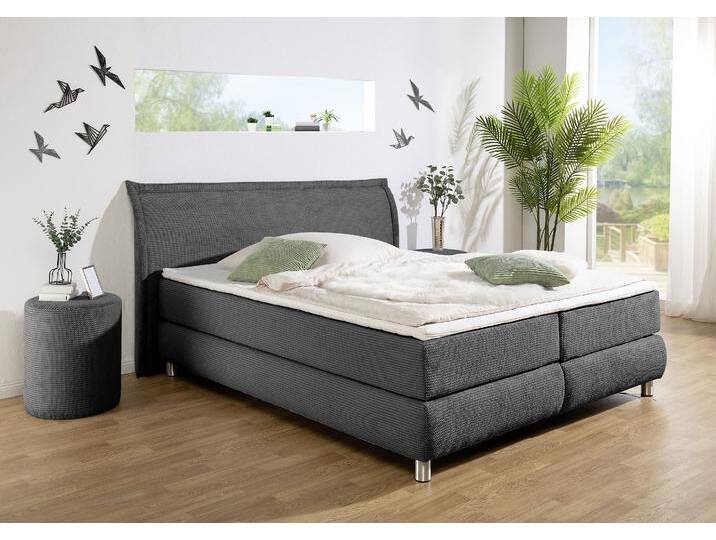 Boxspringbett INOSIGN  Coloma erhältlich in H2, H3 oder H4 inkl. Topper , grau (anthrazit), B:227cm L:215cm, Komplettbetten, in H2, H3 oder H4 erhältlich von Inosign