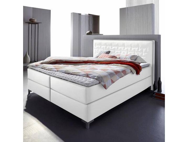 Boxspringbett INOSIGN Coos , schwarz-weiß (weiß, schwarz), B:189cm L:212cm, Bezug Topper 100% Polyester, Kunstleder, Komplettbetten, Boxspringbett, mit besonderer Steppung im Kopfteil, 3 Matratzenarten, 2 Härtegrade von Inosign