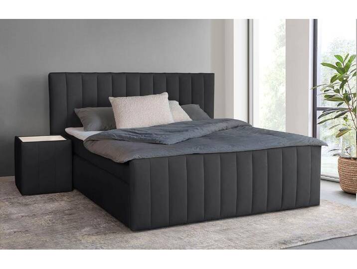 Boxspringbett INOSIGN Effy inkl. Bettkasten und Topper, erhältlich in der Breite 180x200cm , schwarz, B:203cm L:217cm, Holz teilmassiv, Holzwerkstoff, Spanplatte, Komplettbetten, wahlweise in H3 oder H4 wählbar von Inosign