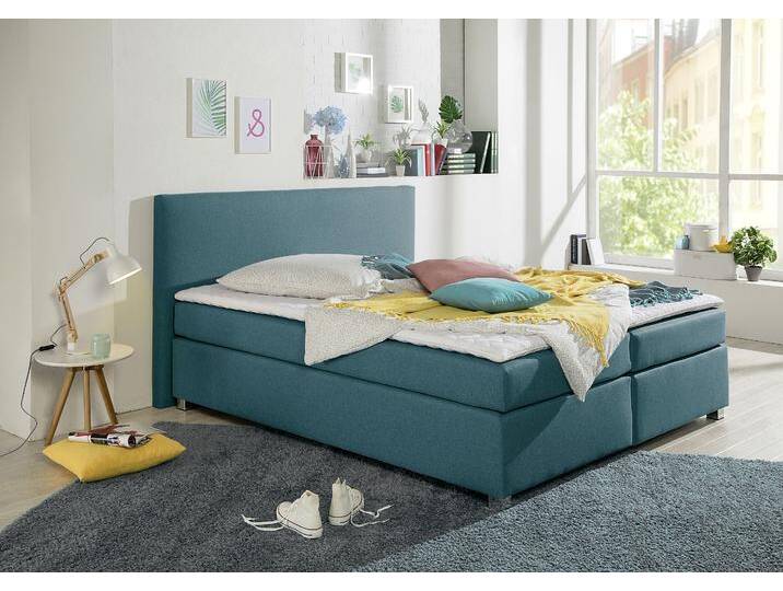 Boxspringbett INOSIGN Eliana , blau (petrol), B:207cm L:210cm, Komplettbetten, Boxspringbett, inkl. Topper, in 4 Breiten, 3 Matratzenarten und 2 Härtegraden von Inosign