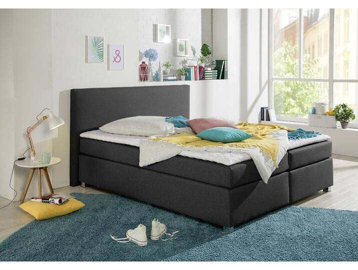 Boxspringbett INOSIGN Eliana , grau (anthrazit), B:207cm L:230cm, Komplettbetten, Boxspringbett, inkl. Topper, in 4 Breiten, 3 Matratzenarten und 2 Härtegraden von Inosign