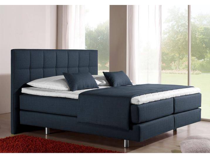 Boxspringbett INOSIGN Neon , blau (denim, blau), B:198cm L:210cm, Strukturstoff-Bezug (100% Polyester), Komplettbetten, Boxspringbett, in 3 Matratzenarten, feine Steppung im Kopfteil, 2 Härtegrade von Inosign