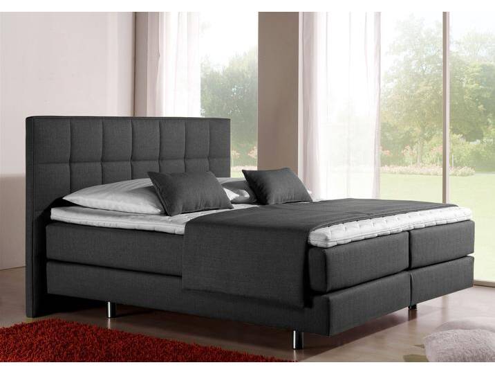 Boxspringbett INOSIGN Neon , grau (anthrazit), B:158cm L:210cm, Strukturstoff-Bezug (100% Polyester), Komplettbetten, Boxspringbett, in 3 Matratzenarten, feine Steppung im Kopfteil, 2 Härtegrade von Inosign