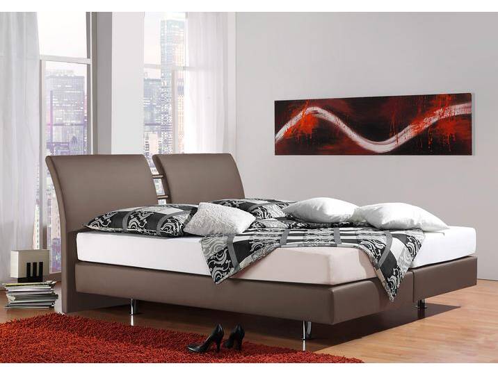 Boxspringbett INOSIGN Polo , grau (taupe), B:195cm L:220cm, Matratzenbezug: Drell (60% Baumwolle, 40% Polyester), Komplettbetten, Boxspringbett, in 3 Matratzenarten, 3 Breiten und 4 Farben von Inosign