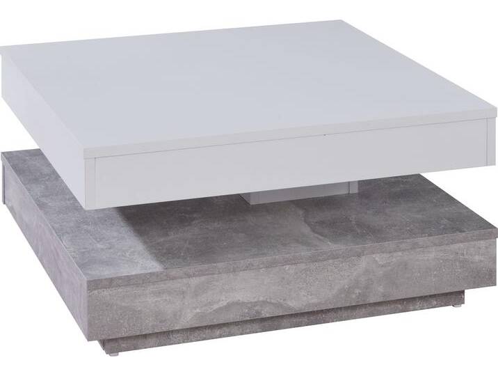 Couchtisch INOSIGN Tanum , weiß (gestell, tischplatte: beton, weiß), Tische, Couchtisch Eckige Couchtische, mit Funktion, drehbare Tischplatte von Inosign