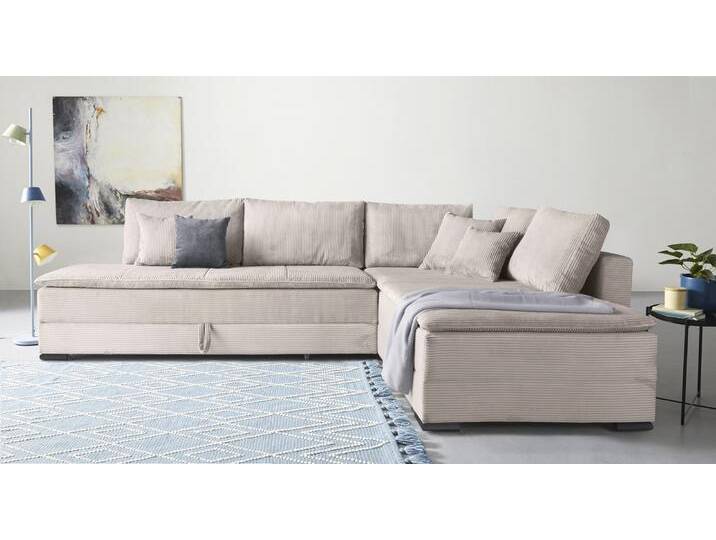 Ecksofa INOSIGN Night & Day L-Form mit Dauer-Schlaffunktion, Cord-Bezug , beige, B:321cm T:218cm, 100% Polyester, Sofas, inklusive Bettfunktion und Bettkasten von Inosign