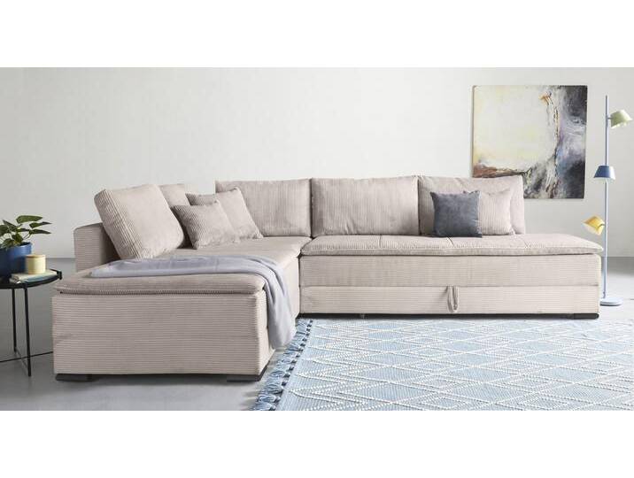 Ecksofa INOSIGN Night & Day L-Form mit Dauer-Schlaffunktion, Cord-Bezug , beige, B:321cm T:218cm, 100% Polyester, Sofas, inklusive Bettfunktion und Bettkasten, Topseller von Inosign