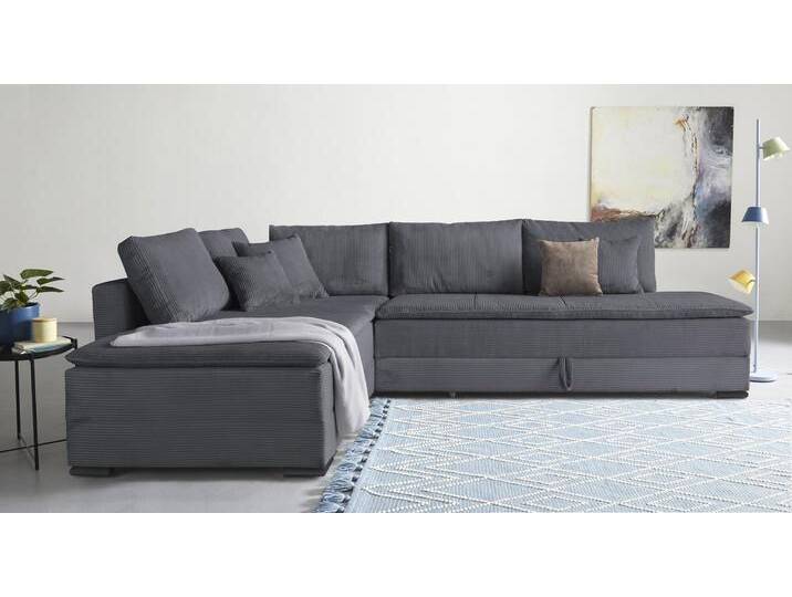 Ecksofa INOSIGN Night & Day L-Form mit Dauer-Schlaffunktion, Cord-Bezug , grau (anthrazit), B:321cm T:218cm, 100% Polyester, Sofas, inklusive Bettfunktion und Bettkasten von Inosign