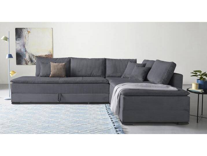 Ecksofa INOSIGN Night & Day L-Form mit Dauer-Schlaffunktion, Cord-Bezug , grau (anthrazit), B:321cm T:218cm, 100% Polyester, Sofas, inklusive Bettfunktion und Bettkasten von Inosign