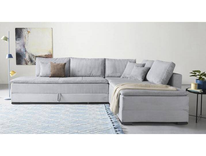 Ecksofa INOSIGN Night & Day L-Form mit Dauer-Schlaffunktion, Cord-Bezug , grau (hellgrau), B:321cm T:218cm, 100% Polyester, Sofas, inklusive Bettfunktion und Bettkasten von Inosign
