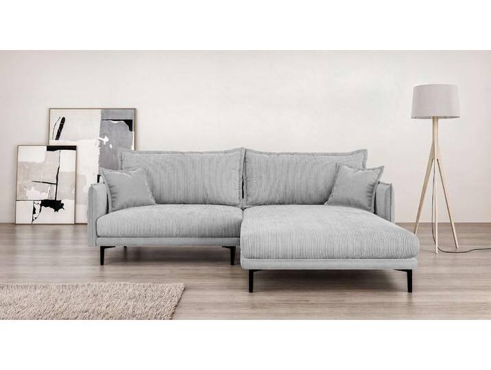 Ecksofa INOSIGN ALEXANDRIA mit Recamiere rechts oder links bestellbar, moderne Bezüge , grau (hellgrau), B:246cm H:86cm T:190cm, 100% Polyester, Sofas, L-Form mit Wellenunterfederung, Maße: B/H/T 246/86/190 cm von Inosign