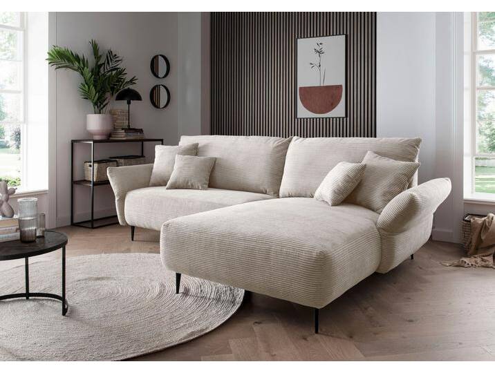 Ecksofa INOSIGN Amarena L-Form , beige, B:286cm H:96cm T:178cm, 100% Polyester, Sofas, inklusive Armlehnenverstellfunktion, 4x Zierkissen gratis von Inosign