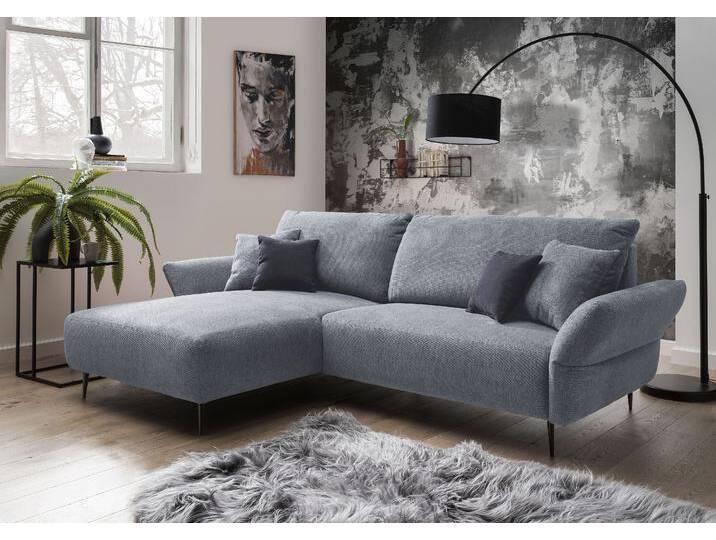 Ecksofa INOSIGN Amarena L-Form , blau (hellblau), B:286cm H:96cm T:178cm, 100% Polyester, Sofas, inklusive Armlehnenverstellfunktion, 4x Zierkissen gratis von Inosign