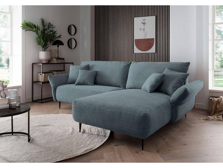 Ecksofa INOSIGN Amarena L-Form , blau (petrol), B:286cm H:96cm T:178cm, 100% Polyester, Sofas, inklusive Armlehnenverstellfunktion, 4x Zierkissen gratis von Inosign