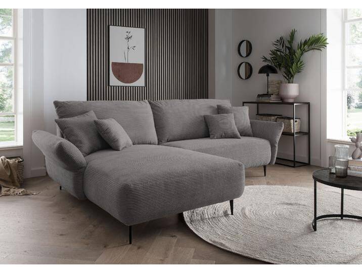Ecksofa INOSIGN Amarena L-Form , grau, B:286cm H:96cm T:178cm, 100% Polyester, Sofas, inklusive Armlehnenverstellfunktion, 4x Zierkissen gratis von Inosign