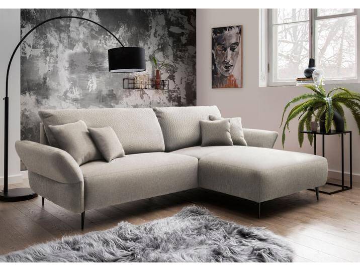 Ecksofa INOSIGN Amarena L-Form , grau (taupe), B:286cm H:96cm T:178cm, 100% Polyester, Sofas, inklusive Armlehnenverstellfunktion, 4x Zierkissen gratis von Inosign