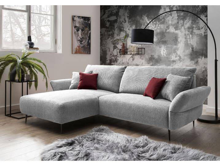 Ecksofa INOSIGN Amarena L-Form , silber, B:286cm H:96cm T:178cm, 100% Polyester, Sofas, inklusive Armlehnenverstellfunktion, 4x Zierkissen gratis von Inosign