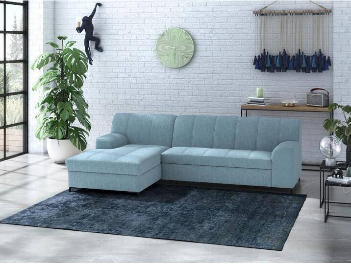 Ecksofa INOSIGN Balme L-Form , blau (petrol), B:239cm H:75cm T:152cm, 95% Polyester, 5% Nylon, Sofas, Inkl. Zierkissen, wahlweise mit Bettfunktion von Inosign
