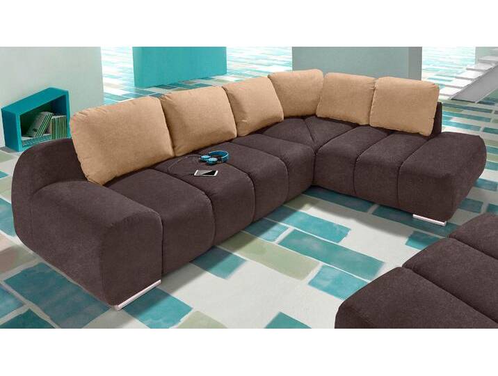 Ecksofa, Luxus-Microfaser ALTARA NUBUCK, Dunkelbraun/Caramel, 267×214 cm, Ottomane Rechts, Modern, Inosign von Inosign