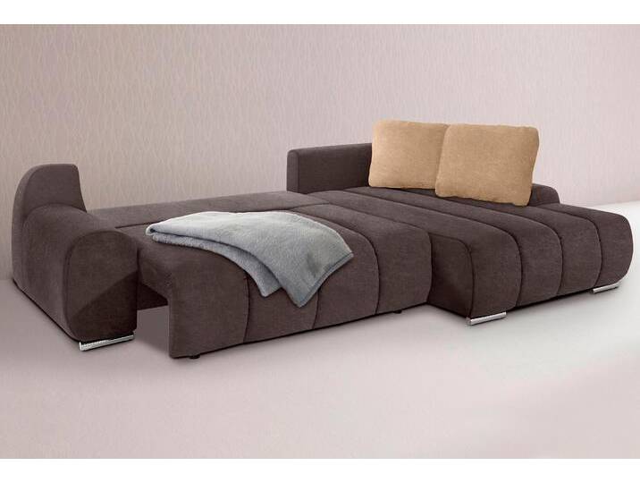 Ecksofa, Luxus-Microfaser Altara Nubuck, Dunkelbraun/Caramel, 291×174 cm, Mit Bettfunktion & Rückenkissen, Modern, Inosign von Inosign
