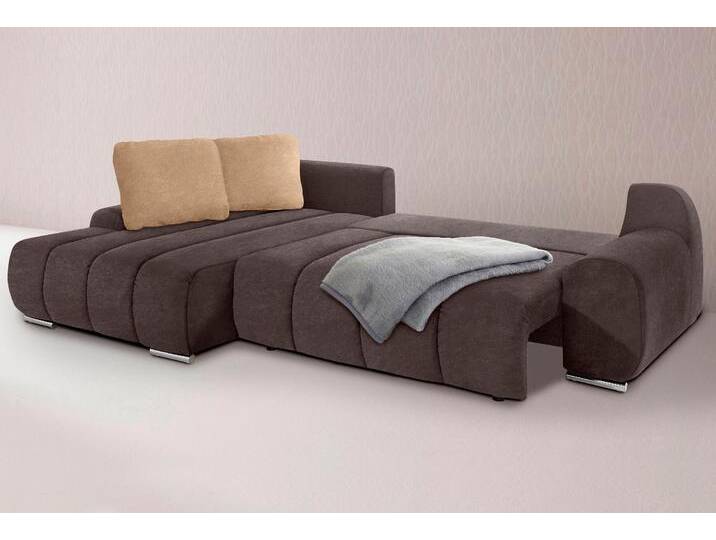 Ecksofa, Luxus-Microfaser ALTARA NUBUCK, Dunkelbraun/Caramel, 291×174 cm, Mit Bettfunktion, Modern, Inosign von Inosign