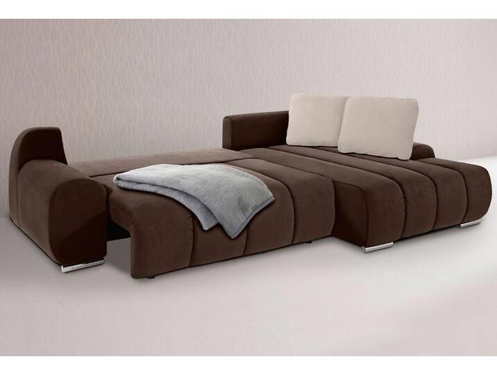 Ecksofa INOSIGN Bono L-Form , orange (dunkelbraun, creme), B:291cm H:90cm T:174cm, Luxus-Microfaser ALTARA NUBUCK (100% Polyester), Luxus-Microfaser ALTARA NUBUCK (100% Polyester), Samtstruktur (95% Polyester, 5% Polyamid), Sofas, wahlweise mit Bettfunktion von Inosign