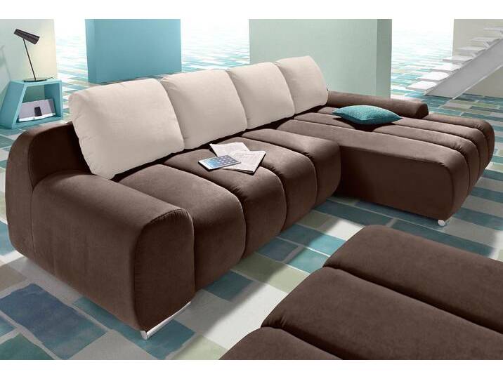 Ecksofa, Luxus-Microfaser ALTARA NUBUCK, Dunkelbraun/Creme, 291×174 cm, Mit Bettfunktion, Modern, INOSIGN von Inosign